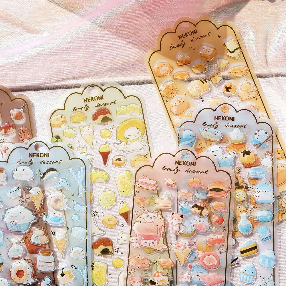 [Elegan] Alat Tulis Stiker Kucing Kawaii Epoxy Kristal Perlengkapan Sekolah Planner DIY Craft Handphone Stiker Gadis Diary Scrapbooking Stiker