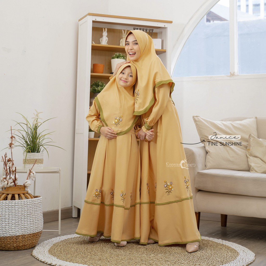 EmmaQueen - Set Dress Muslim Anak Janice Flowery-Fine Sunshine