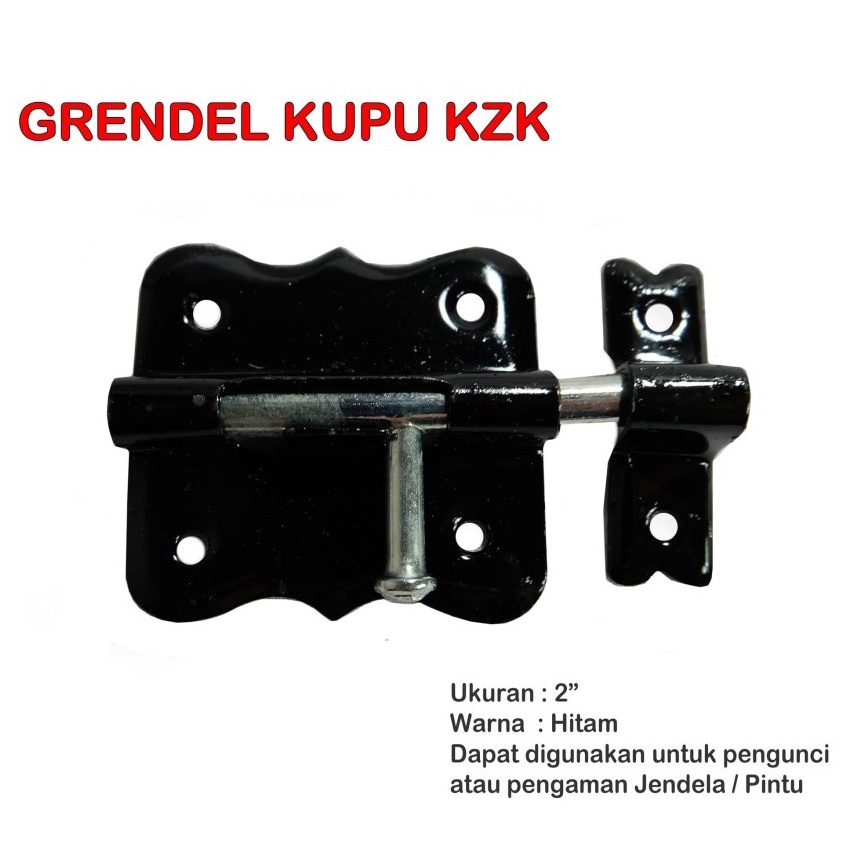 Grendel Kupu Besi Hitam KZK 2" Inch Grendel Pintu Jendela