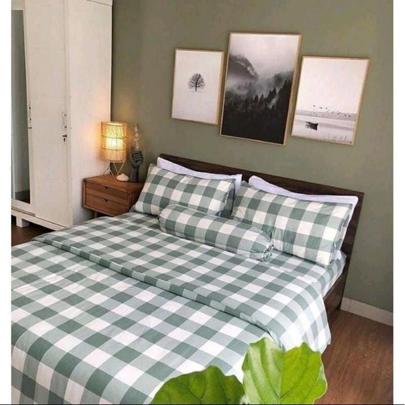 SPREI HOMEMADE MOTIF KOTAK UKURAN 180X200 FREE 2 SARUNG BANTAL DAN 1 SARUNG GULING/SPREI KATUN/SPREI