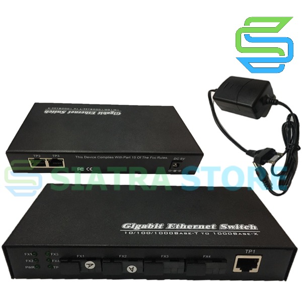 Media Converter Ethernet Fiber Switch 4 FO 3 LAN Gigabit / 4 Port FO 3 Port LAN Gigabit /4 SC 3 Rj45