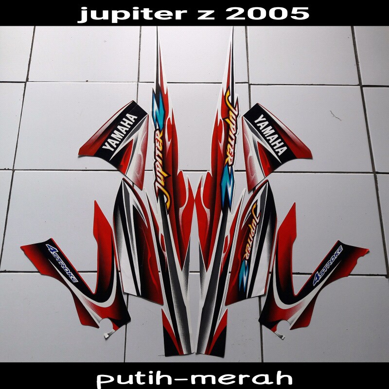 stiker motor jupiter z 2005 putih merah