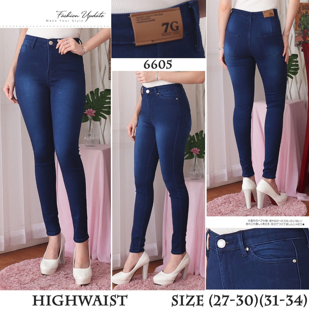 7C-G CELANA JEANS PREMIUM HIGHWAIST/ PINGGANG TINGGI /BIG SIZE /6 VARIANT COLOUR /27 - 34