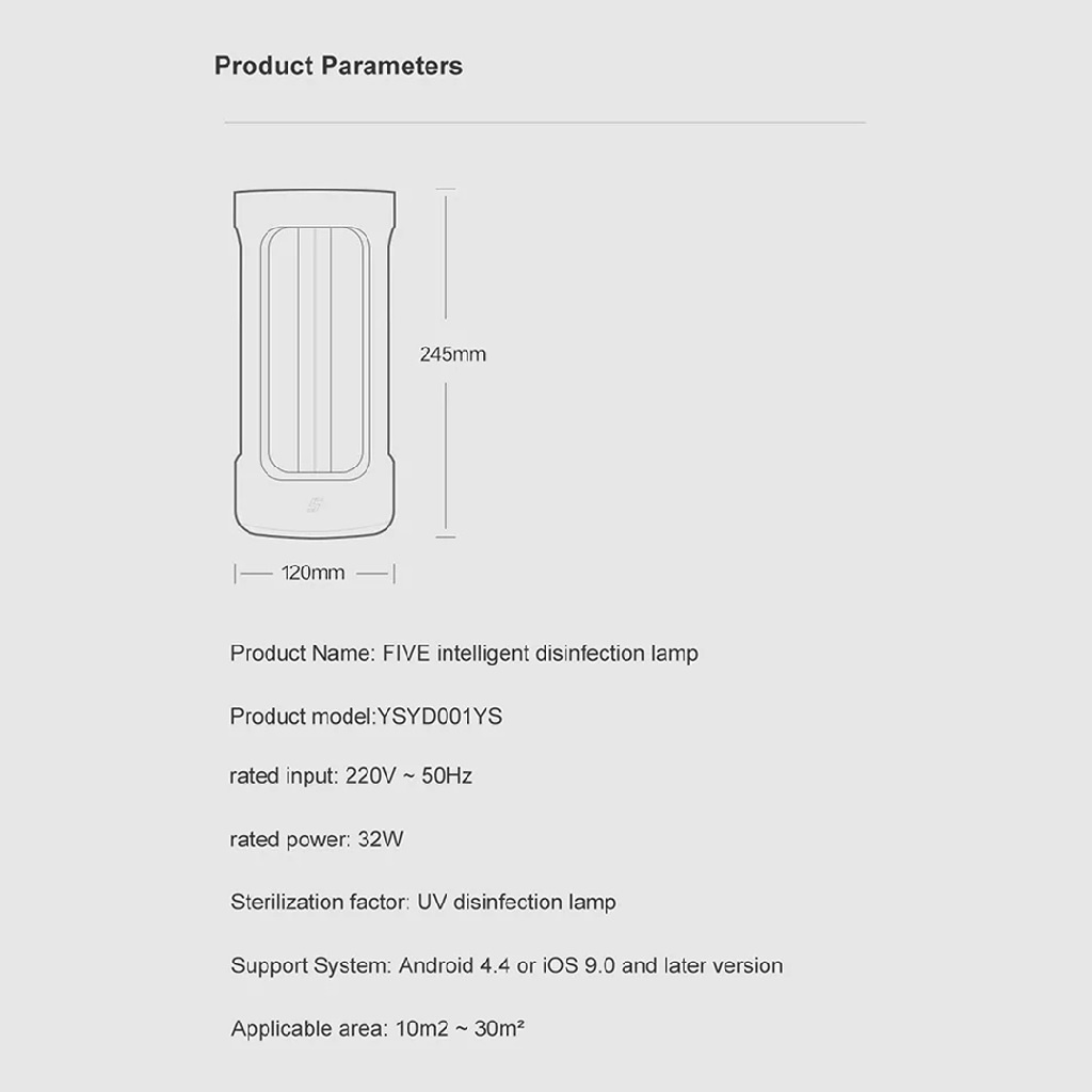 FIVE Lampu UVC Sterilisasi Disinfektan - YSXDD001YS