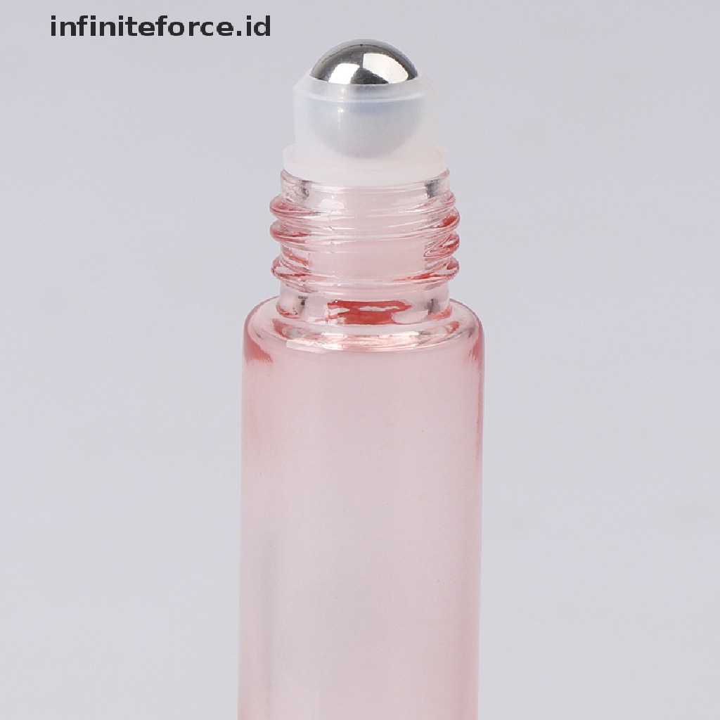 (Infiniteforce.Id) Botol Kaca Roll On Kosong 10ml Warna Pink Untuk Parfum / Essential Oil