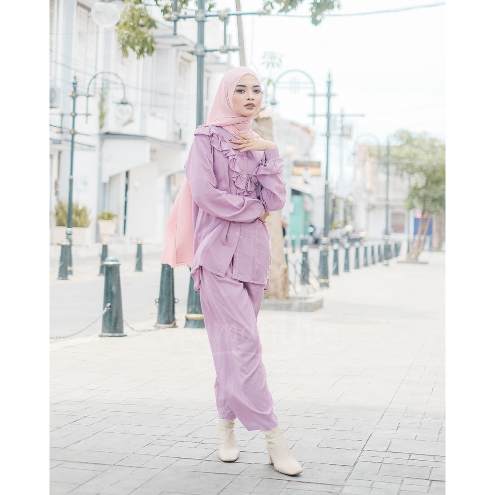 vSamantha - Pajamas / Piyama One Set Kemeja Rayon Nanda-Lavender