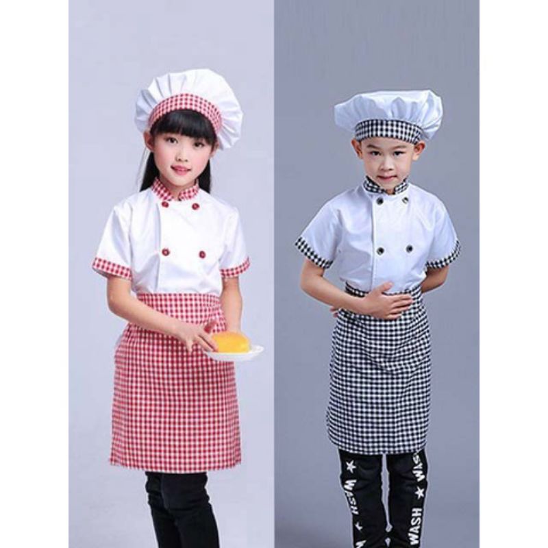 BAJU CHEF ANAK DAN DEWASA /BAJU KOKI ANAK/ KOSTUM KOKI /BAJU MEMASAK / KOSTUM CHEF REYNOLD