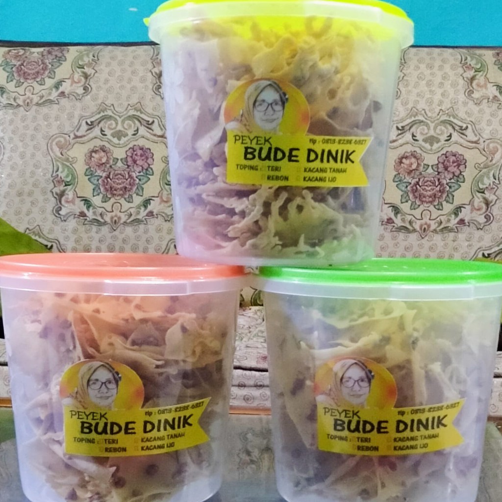 

Peyek Bude Dinik Kacang Tanah/Ijo/Rebon/Teri Toples ukuran 5 Liter