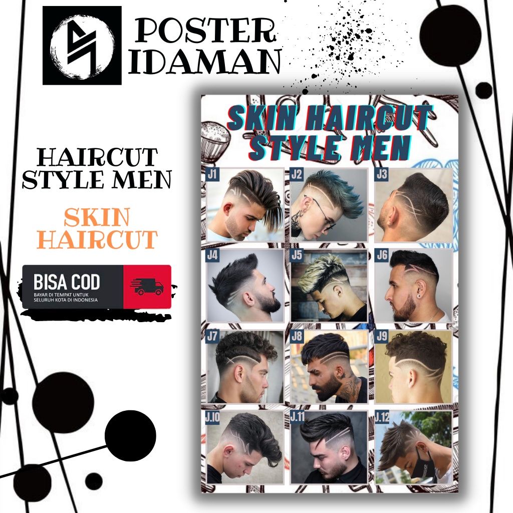 POSTER IDAMAN  - poster pangkas rambut pria 2022 SKIN HAIRCUT - poster pangkas rambut terbaru ANAK M