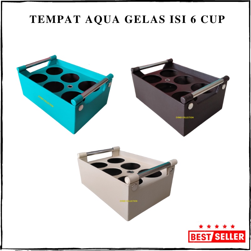 Keranjang Air Mneral Gelas Kulit Sintetis Isi 6 Cup Tempat Aqua Gelas