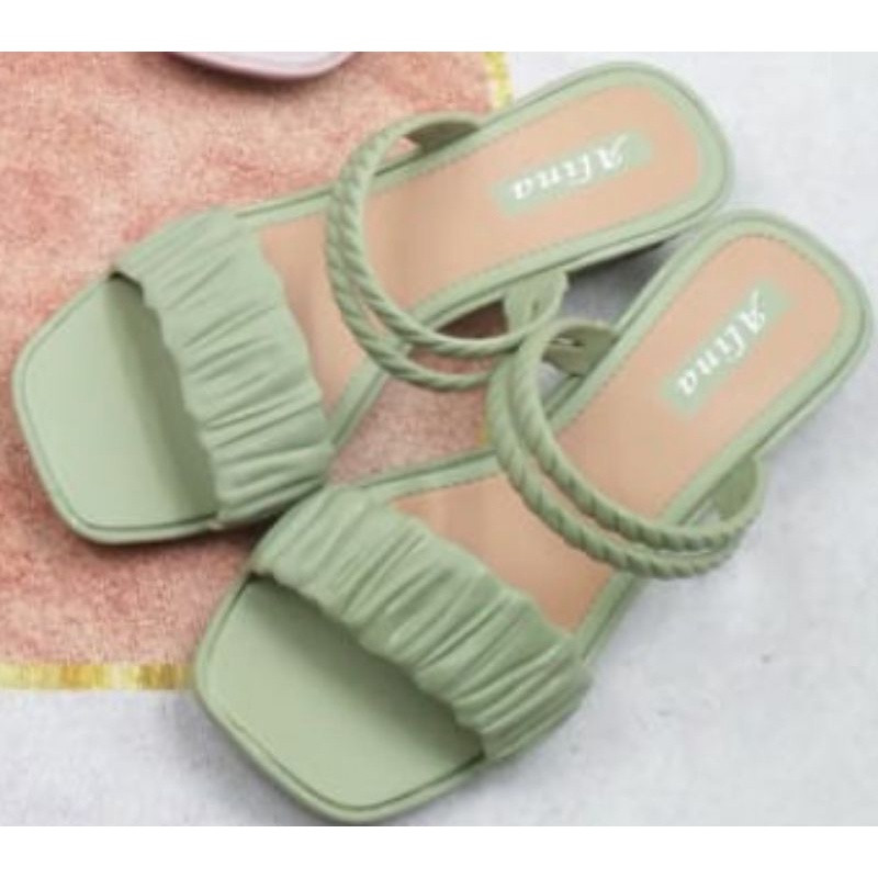 (COD) Sandal Wedges Tali Kerut Ruffle Import 821