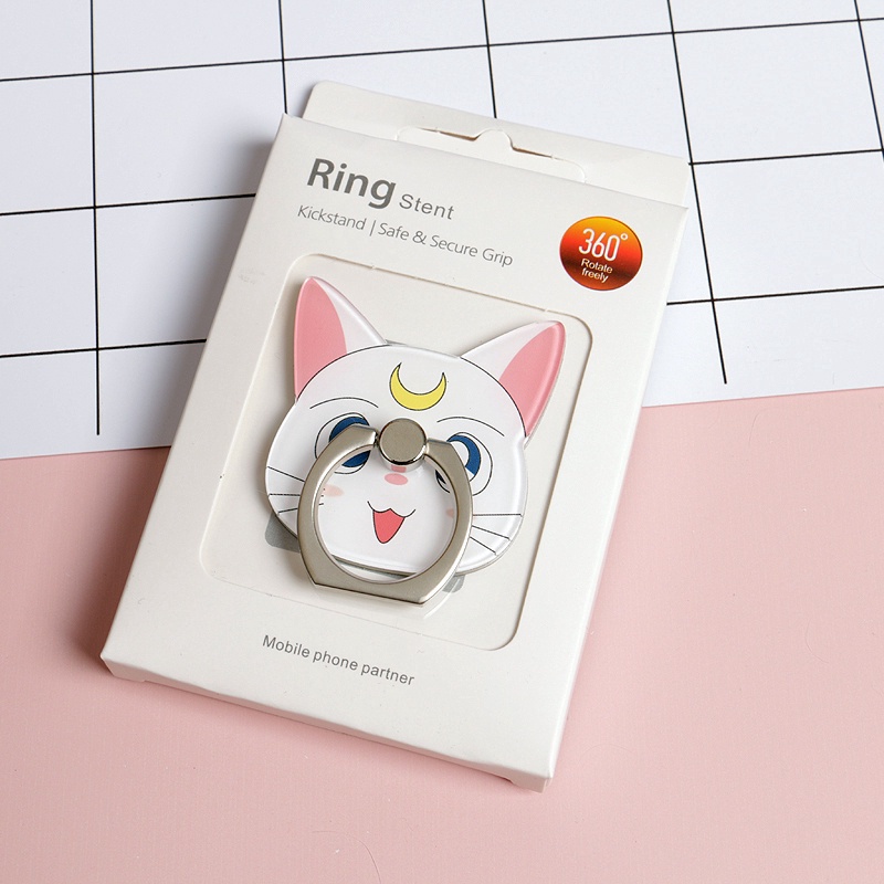 Mobile Phone Stand Holder Sailor Moon Luna Cat Finger Ring Stand Universal