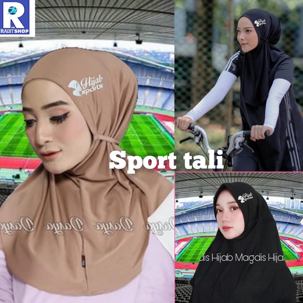 jilbab tali sporty kerudung maryam olahraga bergo tali samping hijab instan non pad
