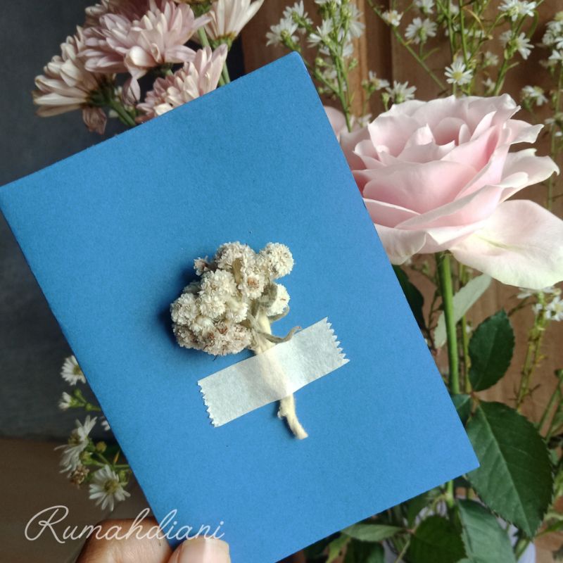 Greeting card gift kartu ucapan terimakasih thanks kosong bunga kering dried flower