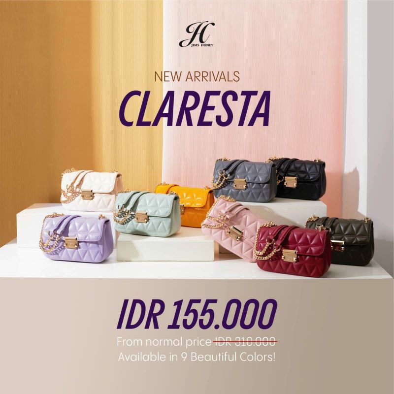 TAS CLARESTA BY JIMSHONEY FREE BOX/ TAS SELEMPANG WANITA/TAS PESTA/ TAS WANITA MURAH/ TAS SIMPLE/ TA