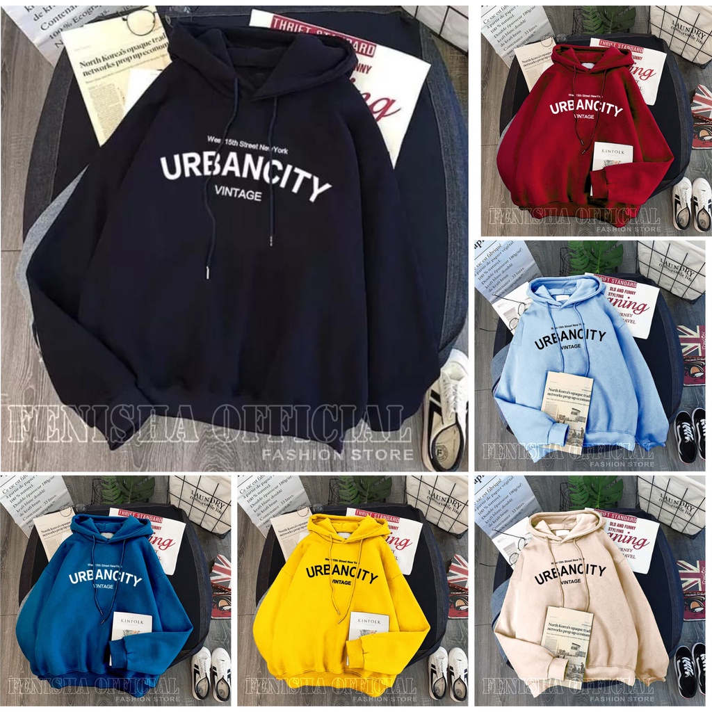 FenishaStore Sweater Hoodie Wanita URBAN CITY Size M-L-XL-XXL Bisa Bayar Ditempat COD