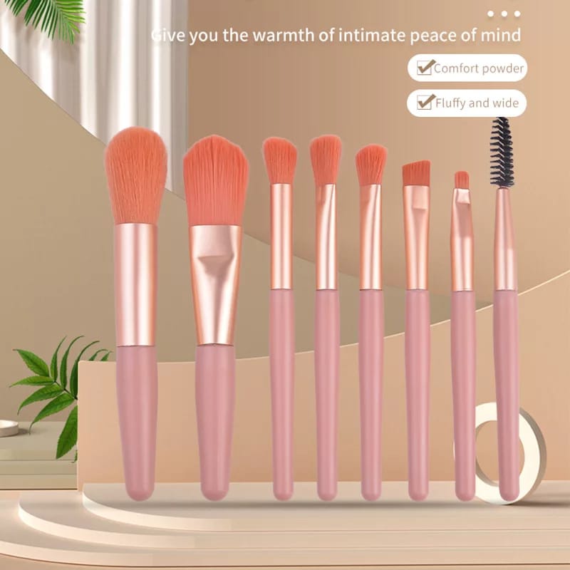 8PCS/ Set Brush Mini untuk Bibir / Eyeshadow / Bedak / Foundation / Highlighter Mini Brush Portable F595