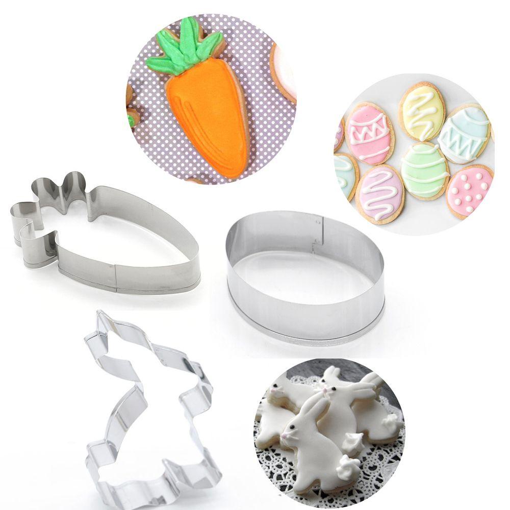 Chookyy 1/3PCS Easter Cookies Cutter DIY Baking Pastry Alat Cetakan Kue Stainless Steel