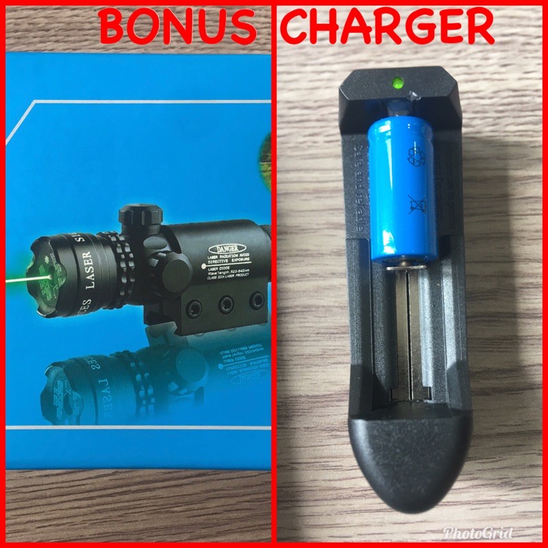 laser scope hijau/ merah + bonus charger