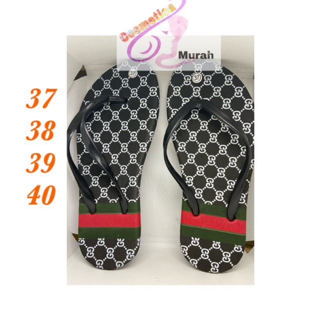 HITAM - SENDAL JEPIT GUCCI MANTAP KUALITAS BAGUS