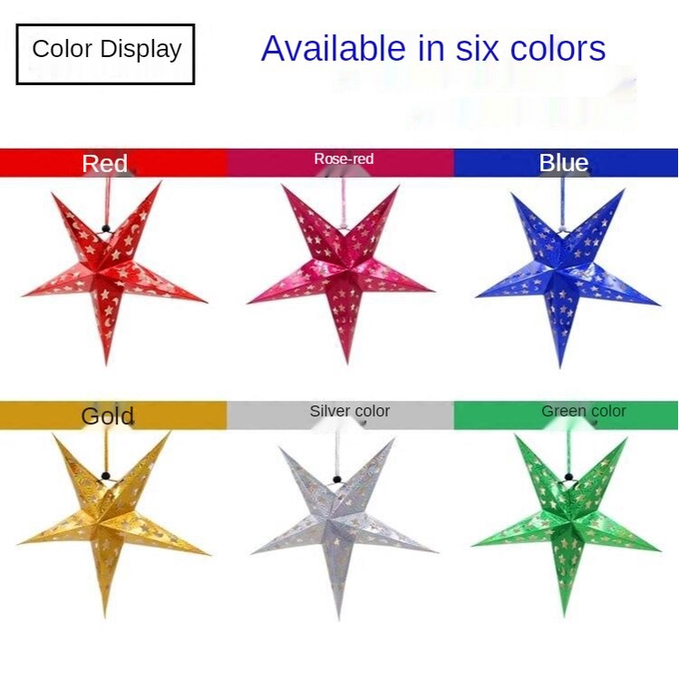 [ 30cm Xmas Five-pointed star Hanging Paper Decoration for Christmas Festival Home Party  Wedding Present ]