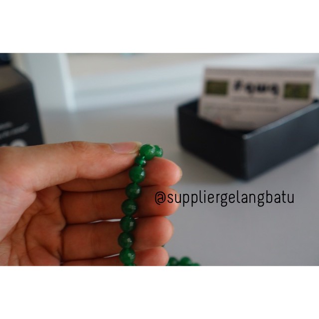 tasbih batu tangan GIOK HIJAU Cutting 8mm 33 butir premium tasbeh akik fashion craft grosir supplier