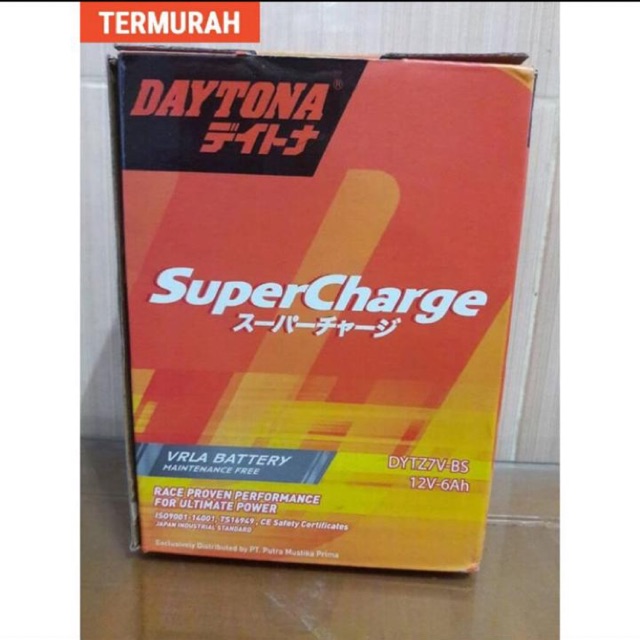 Aki DAYTONA DYTZ7V-BS, 12V-6Ah cocok untuk motor YAMAHA NMAX, HONDA CBR 250, VESPA, klx/dtracker