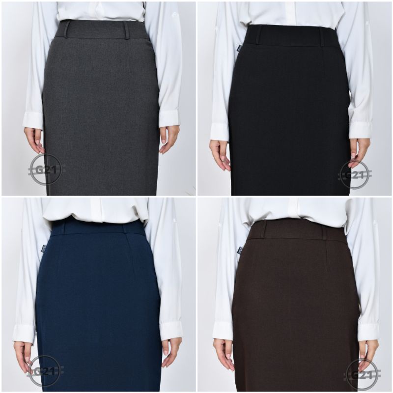 Rok Kerja Kantor Hitam Panjang Span Wanita Bahan Dasar Formal Ukuran Standar dan Jumbo Rok Skirt Hitam Span Panjang Kantor Formal Wanita Model Biron Belah Belakang Tertutup 01