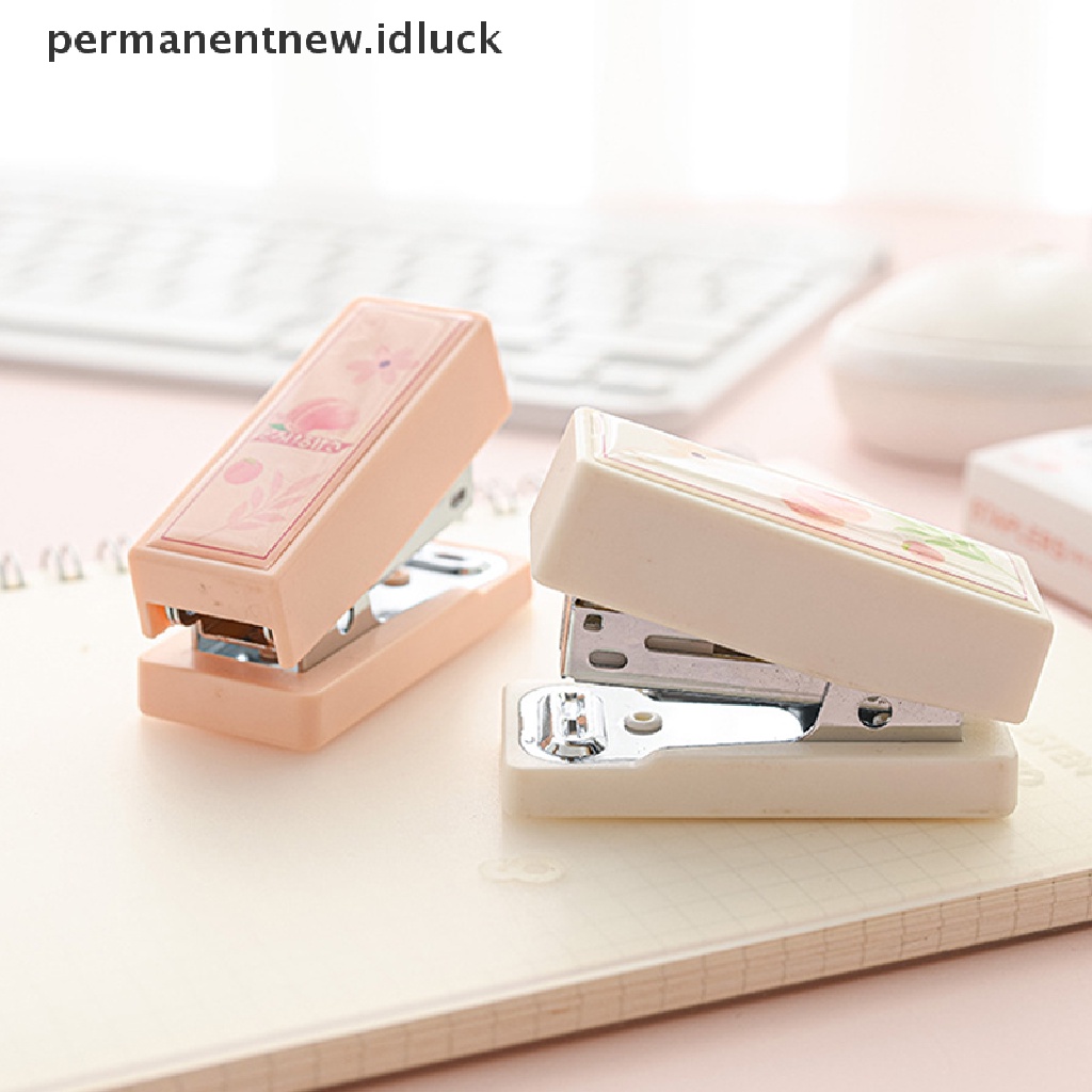 Set Stapler Mini Bahan Metal Warna Peach Putih Dengan 400PCS No.12 Staples Untuk Alat Tulis Sekolah Kantor