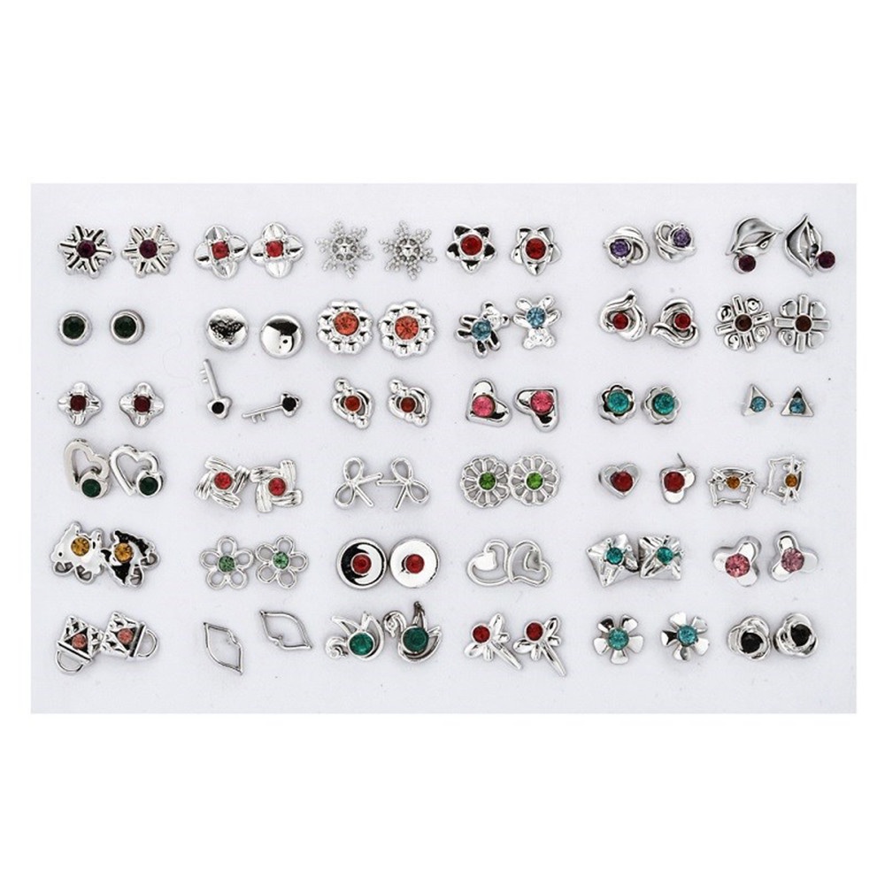 【COD Tangding】36 Pairs Retro Geometric Shape Ear Studs Set Personality Temperament Earrings Women Jewelry Accessories