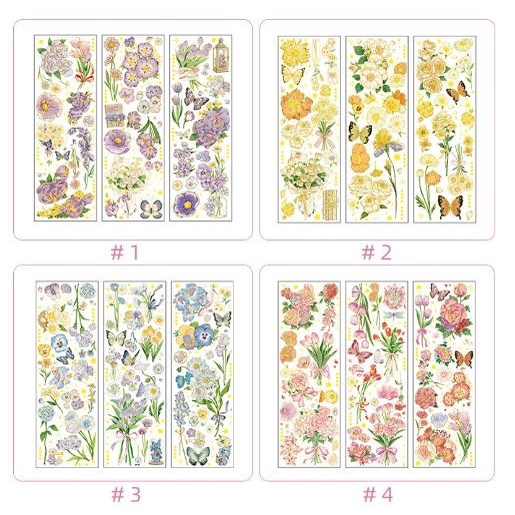 Flower Series PET Sticker Packs - Flower &amp; Butterfly (3pcs)