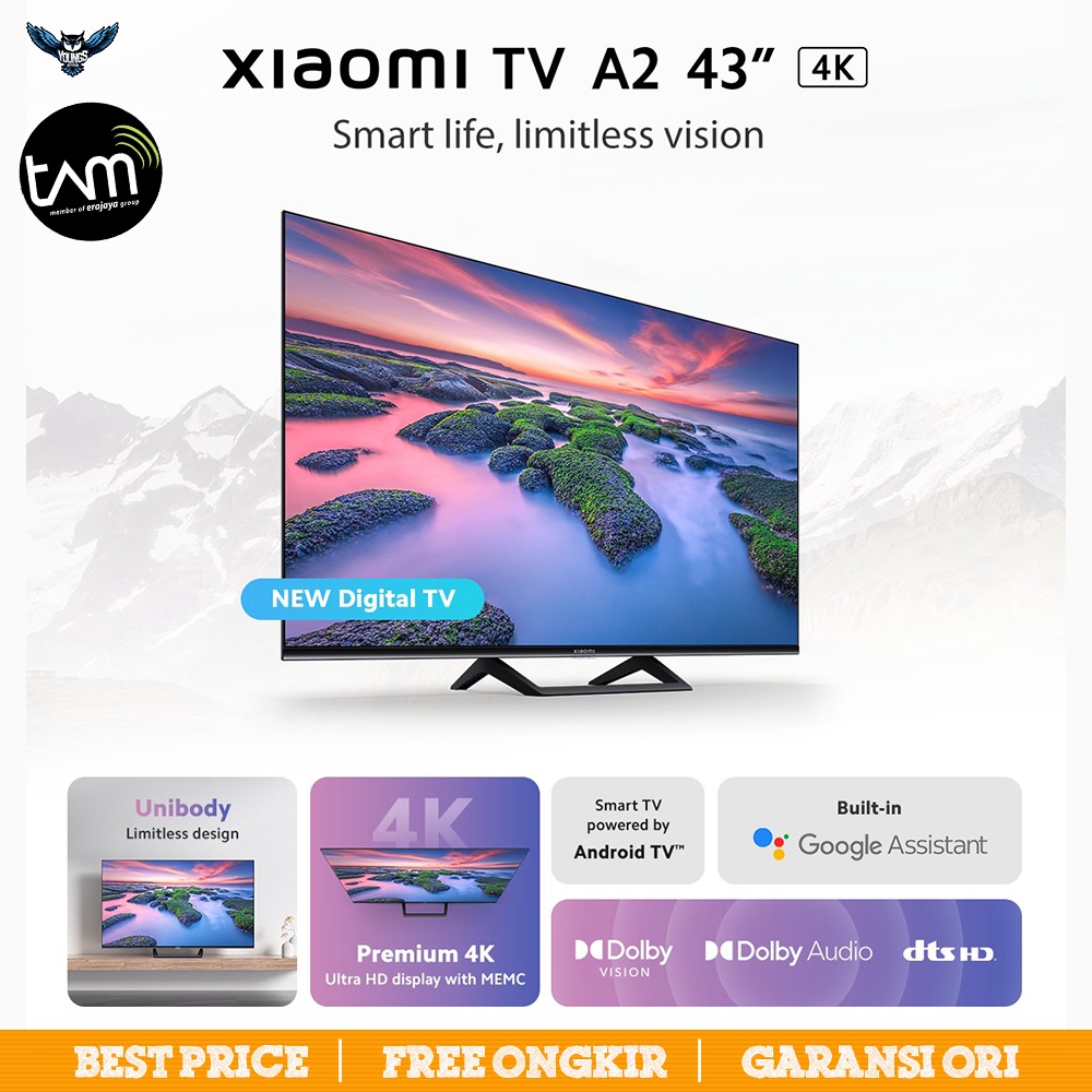 Xiaomi TV A2 43&quot; Layar 4K UHD Dolby Vision HDR Android Mi - RESMI TAM