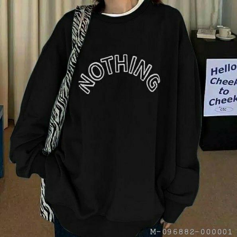 SWEATER WANITA CREWNECK NOTHING FLEECE VJAG-219Variasi：HITAM, COKSU, MINT, PURPLE