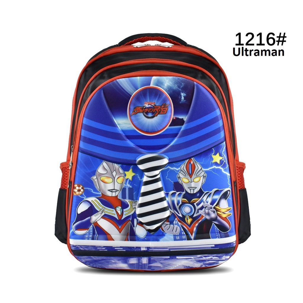 Tas Ransel Sekolah 1216 Boys 16 Inch Tas Anak Cowok Cartoon (Batman,Spiderman,Ultraman,&amp;Captain)