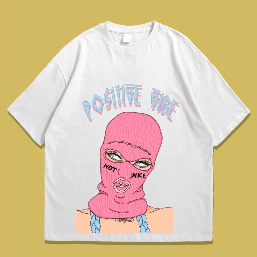 Kaos Oversize Wanita Baju POSITIVE VIBE Branded Zamella 24s Best Quality