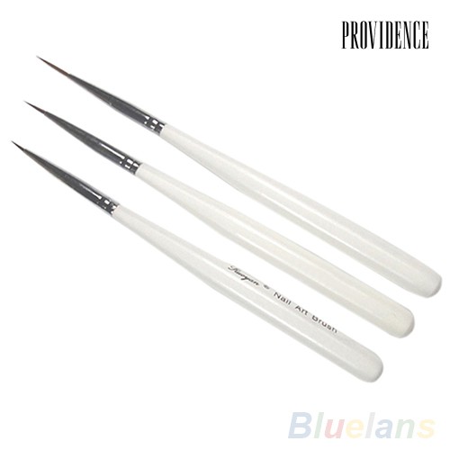 Providence 3pcs / Set Brush Pen Liner Bahan Akrilik Untuk Gambar Nail Art / Manicure