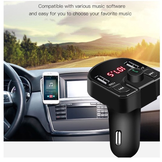 Car Bluetooth Modulator transmitter receiver Charger Mobile USB FM Radio hp