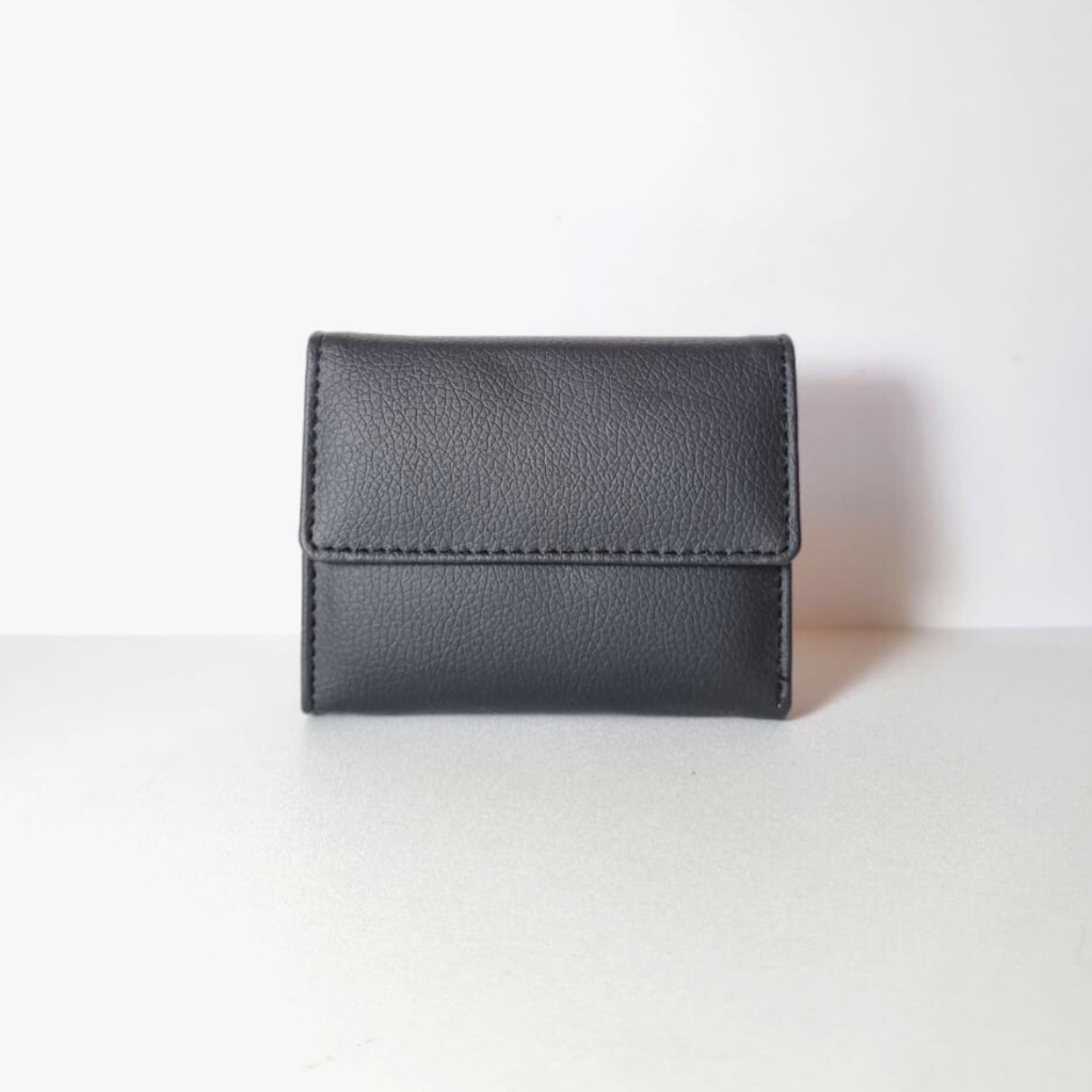 mana   trifold wallet   dompet lipat wanita  black  free custom