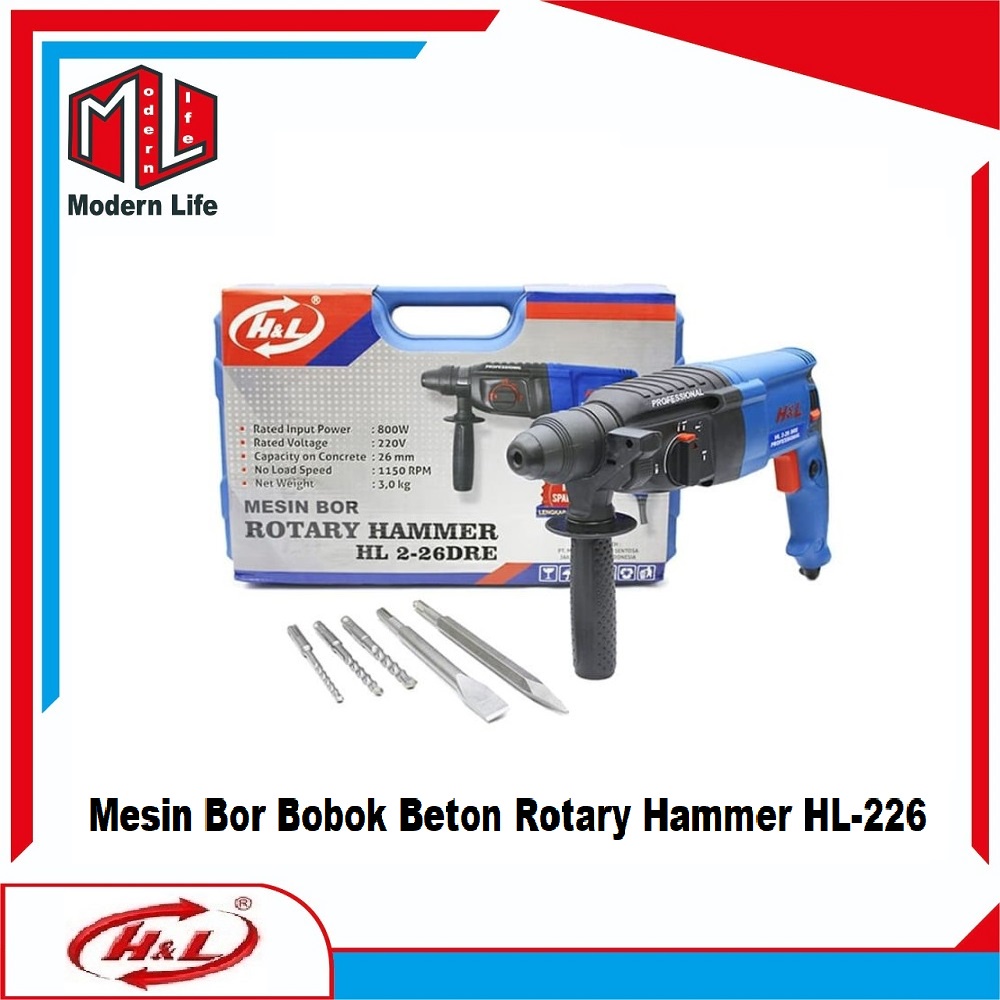 Mesin Bor Beton Rotary Hammer Demolition Bor Bobok Beton HL 2-26DRE