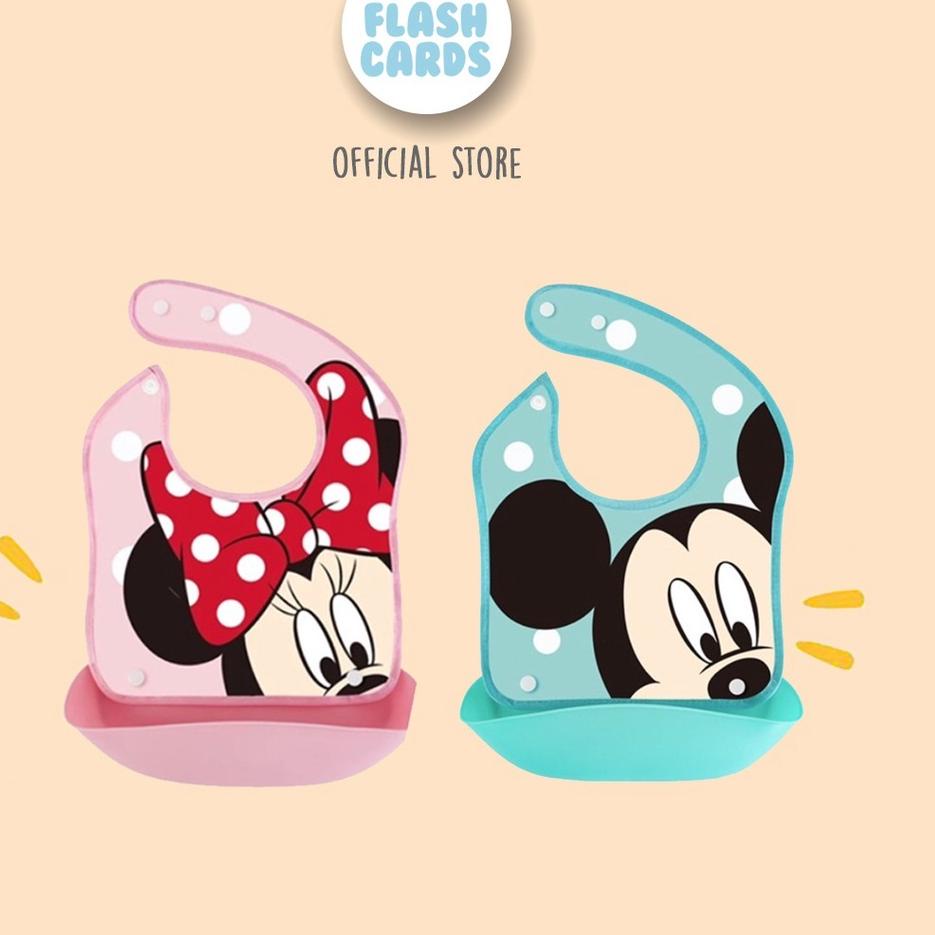 Best - Disney Bib Silicone Plastic Materia Ori Original Slabber Celemek Bayi Anak Toddler Mickey Min