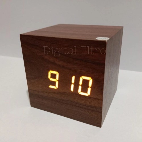 Jam Kayu Digital Led /Wooden Clock Digital Led - Brown ledkuning