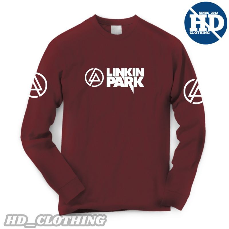 baju kaos musik pria lengan panjang linkinpark kerah bulat cotton combed 30s