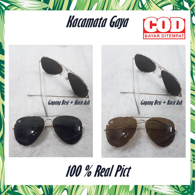 PROMOO!!!!Kacamata Fashion / / Kacamata frame besi / Kacamata Lensa Kaca/Gold Smoke/nastushaa