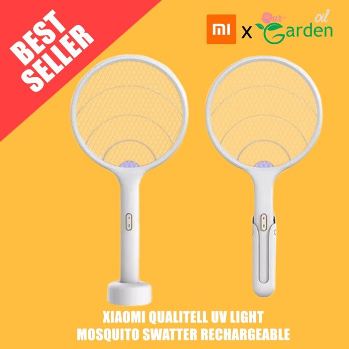raket nyamuk xiaomi qualitell uv light mosquito swatter rechargeable