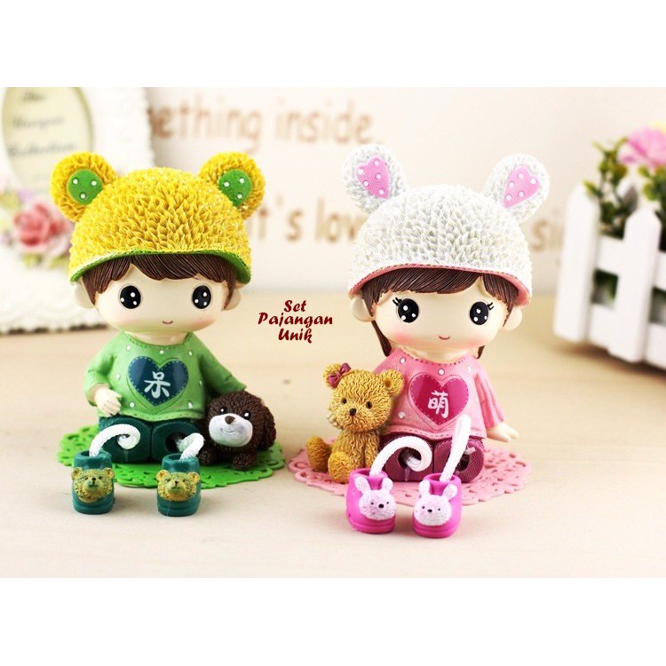 Set Pajangan Unik GREENPINK 1 set isi sepasang dan 1 bangku