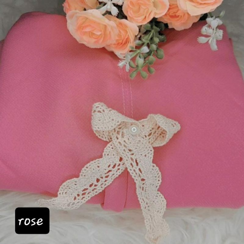 READY STOCK Hijab instan segitiga renda JIilbab Instan Segiempat Jilbab Instan Segitiga pita-Rose