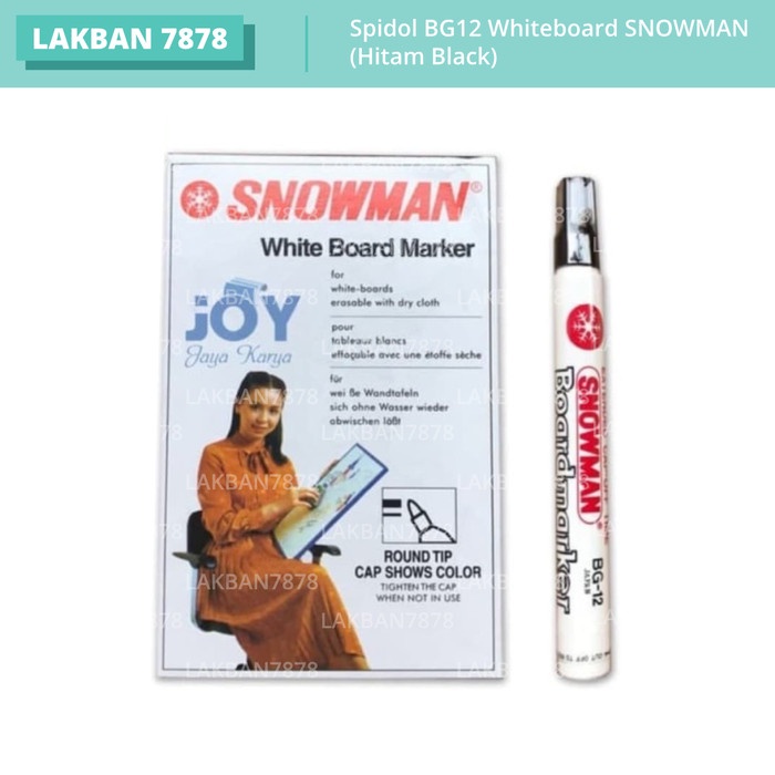 

Spidol BG12 Whiteboard SNOWMAN (Hitam Black) BG-12 Marker Papan Tulis