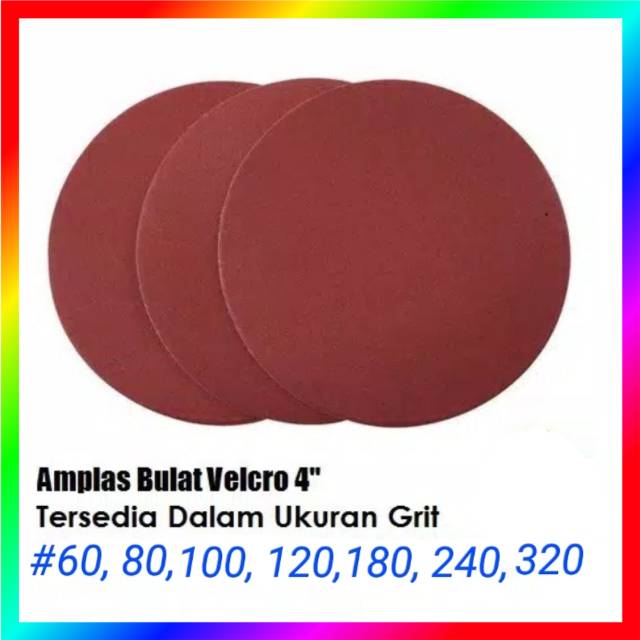 Kertas pasir Amplas Bulat Tempel Velcro 4 Inch