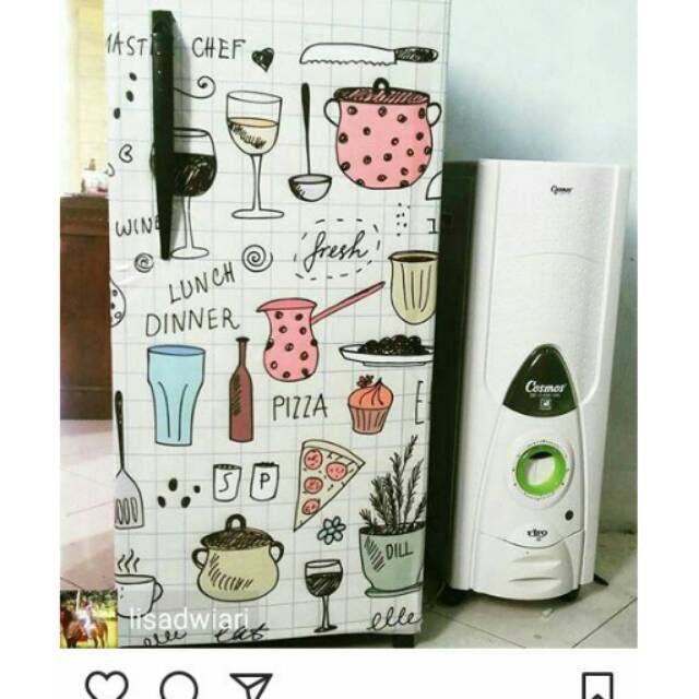 Stiker Kulkas 1 Pintu Motif Kitchen Putih - Stiker Kulkas 1 Pintu Murah