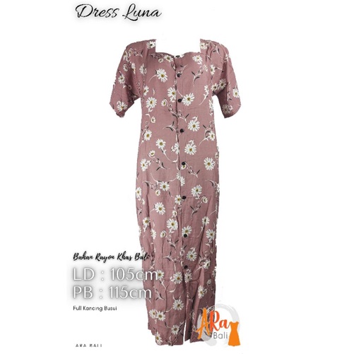 Dress kotak kancing bali|Dress Luna full kancing